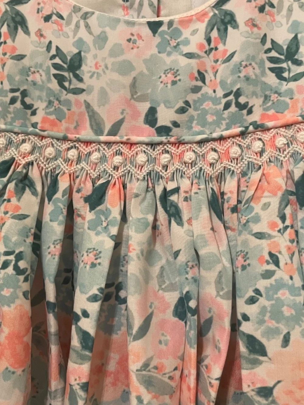 EUC Busy Bee Smocks Floral Smocked Sleeveless Bubble 3T